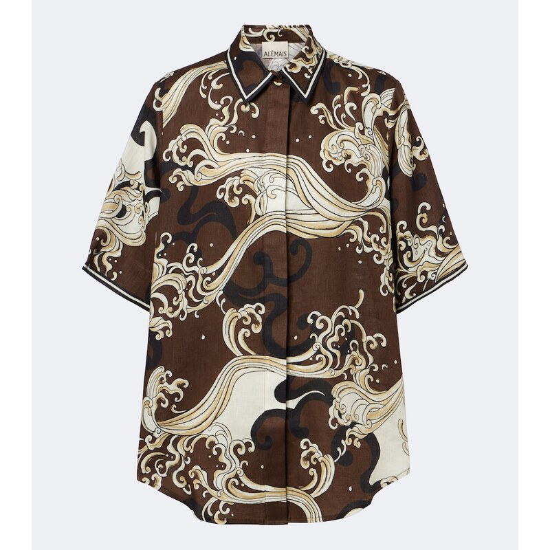Alémais Otis printed oversized linen shirt