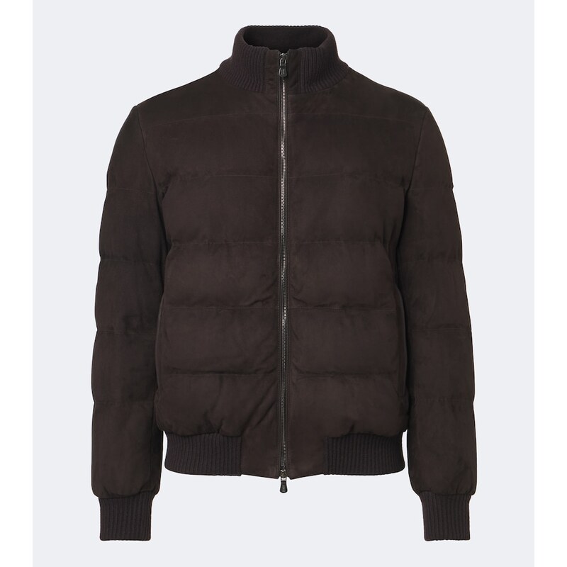 Fedeli Padded suede bomber jacket