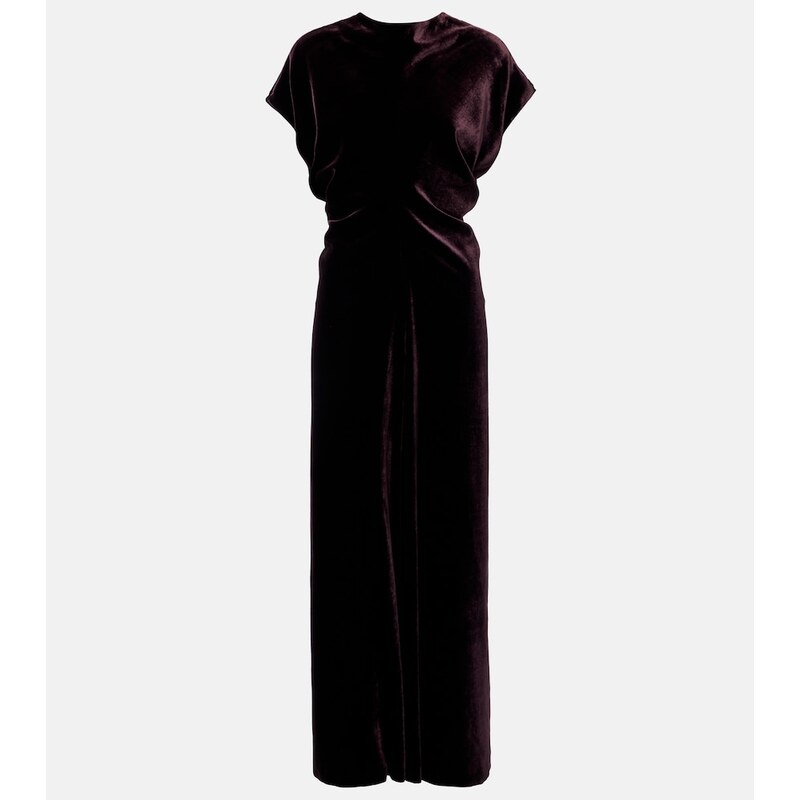 Agnona Gathered velvet midi dress