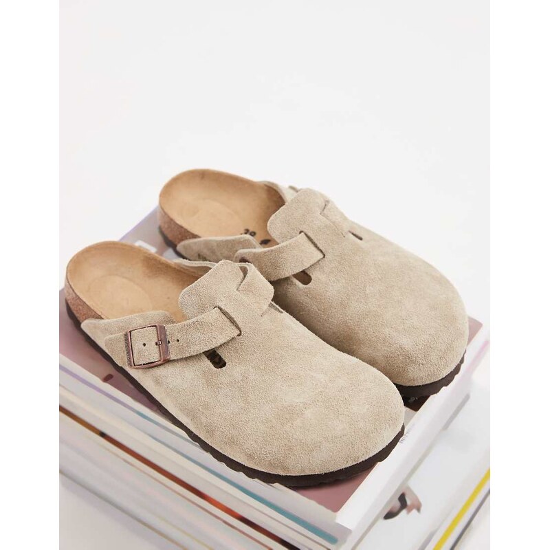 Birkenstock Boston suede clogs in taupe-Neutral