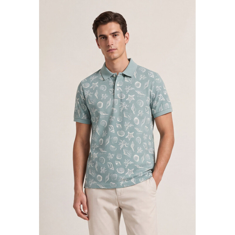 POLOKOŠILE GANT AOP SS POLO CERAMIC GREY