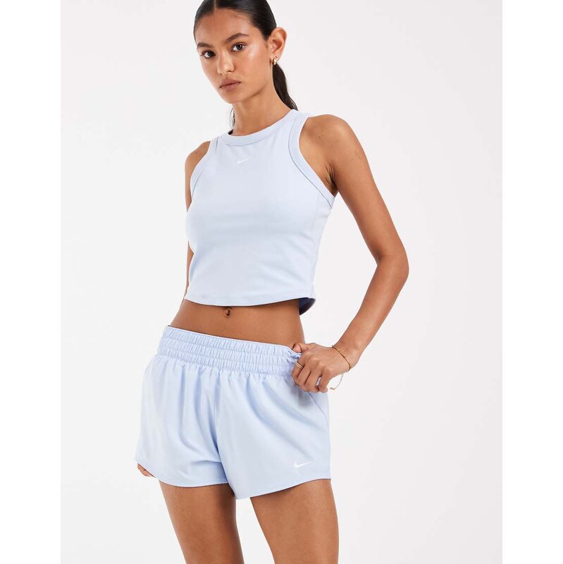 Nike Training One Dri-FIT mid rise 3 inch shorts in blue