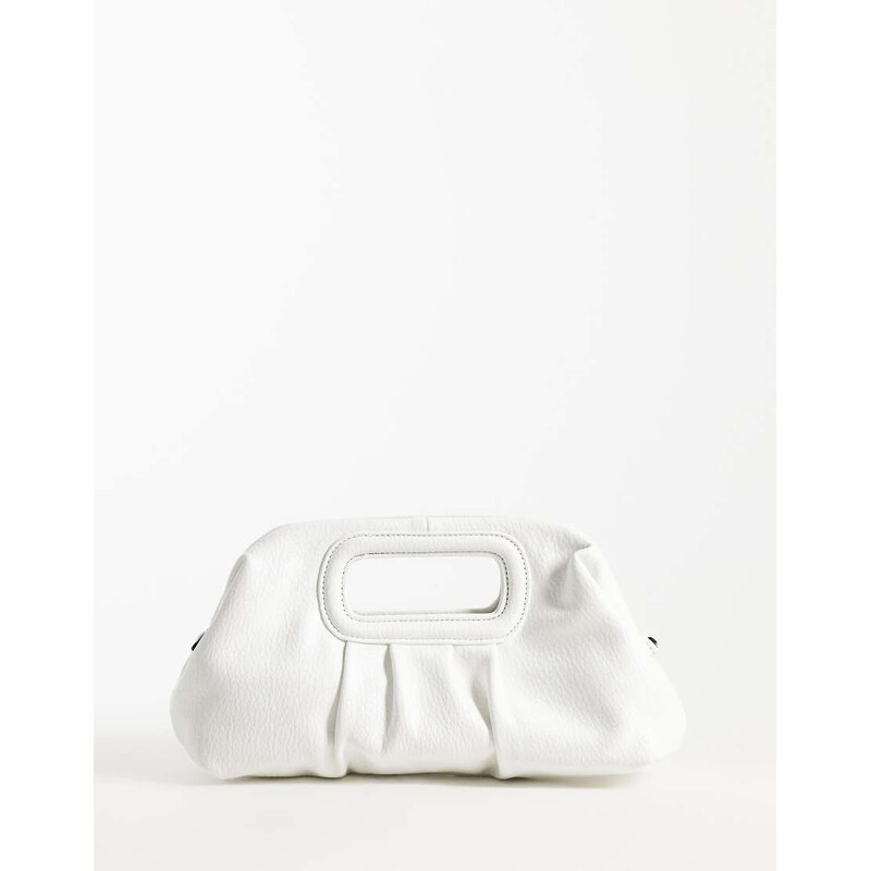 ASOS DESIGN clutch with chain crossbody strap in white