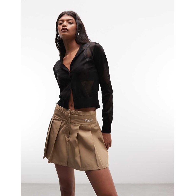 Nike Street pleated mini skirt in beige-White