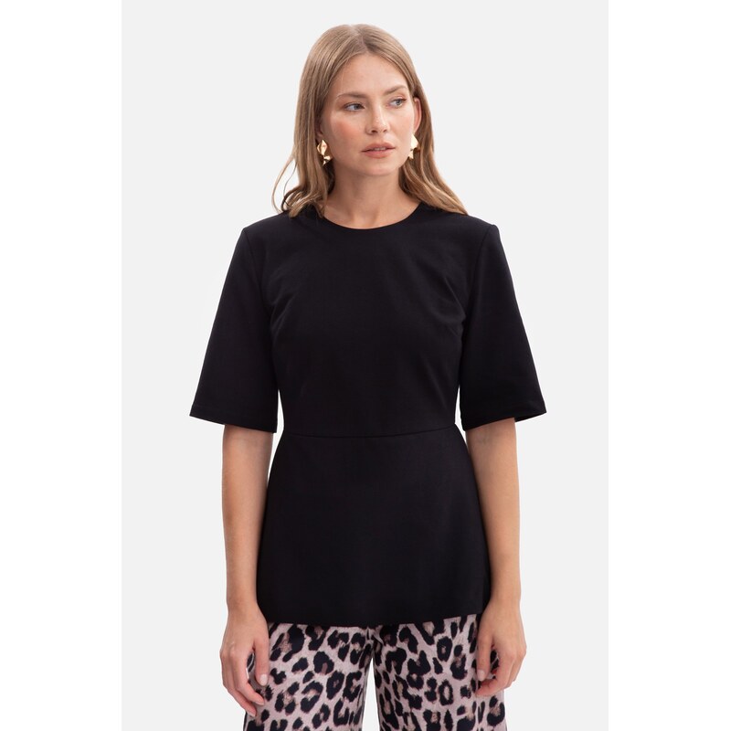 BeWear Womans Knit peplum top - black