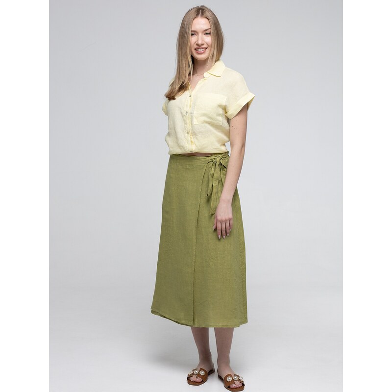 PERSO Womans Womens linen trapeze maxi skirt