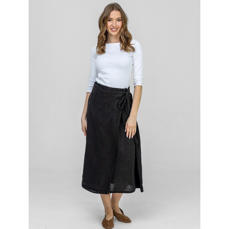 PERSO Womans Womens linen trapeze maxi skirt