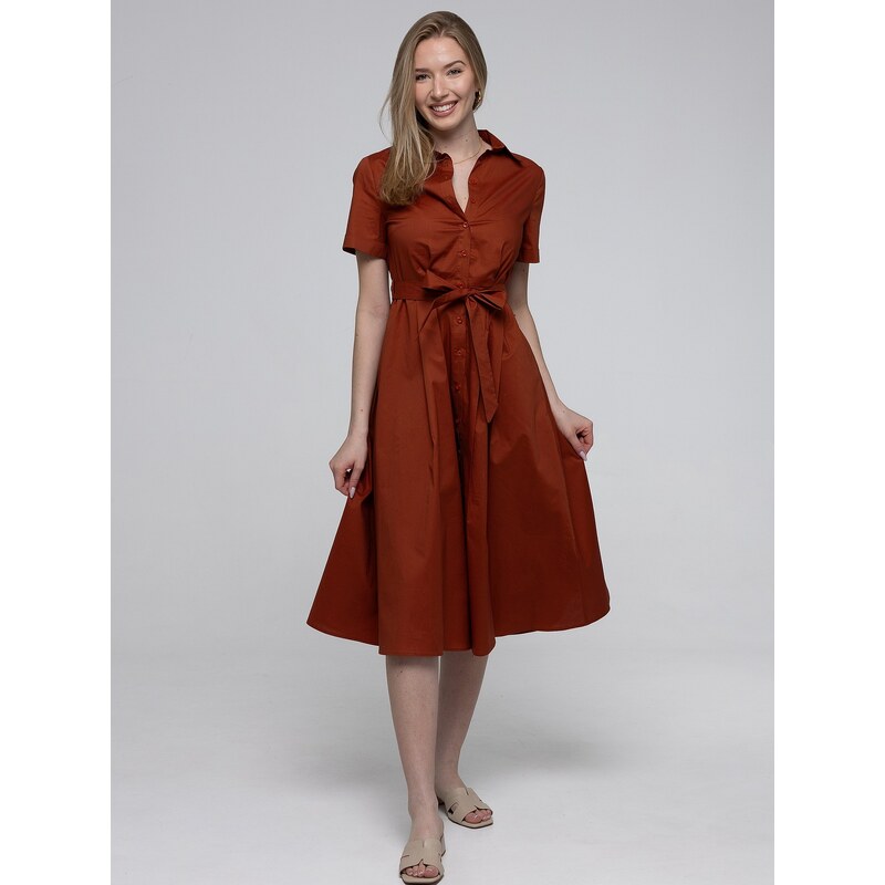 PERSO Womans Womens cotton shirt dress with short sleeves