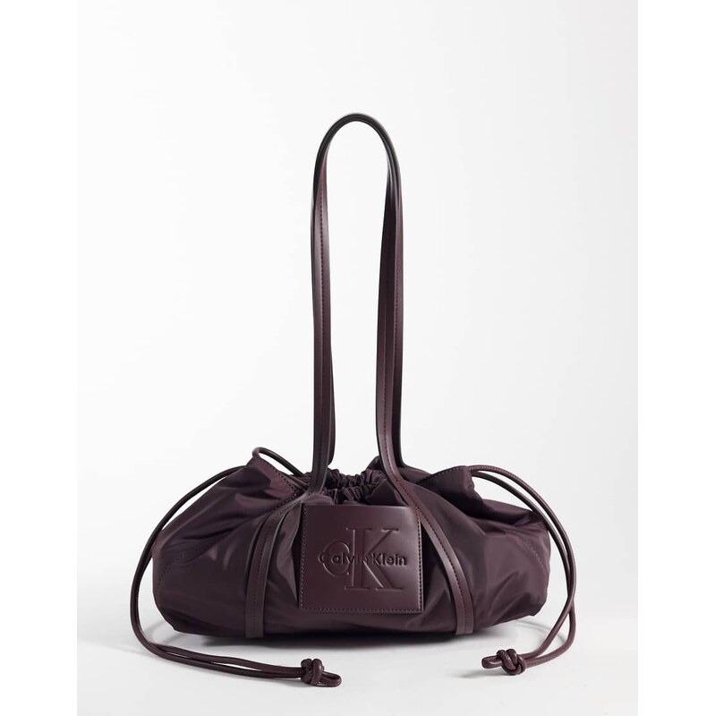 Calvin Klein drawstring satchel bag in fudge brown