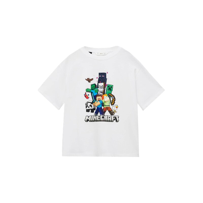 MANGO KIDS Tričko MINECREW offwhite