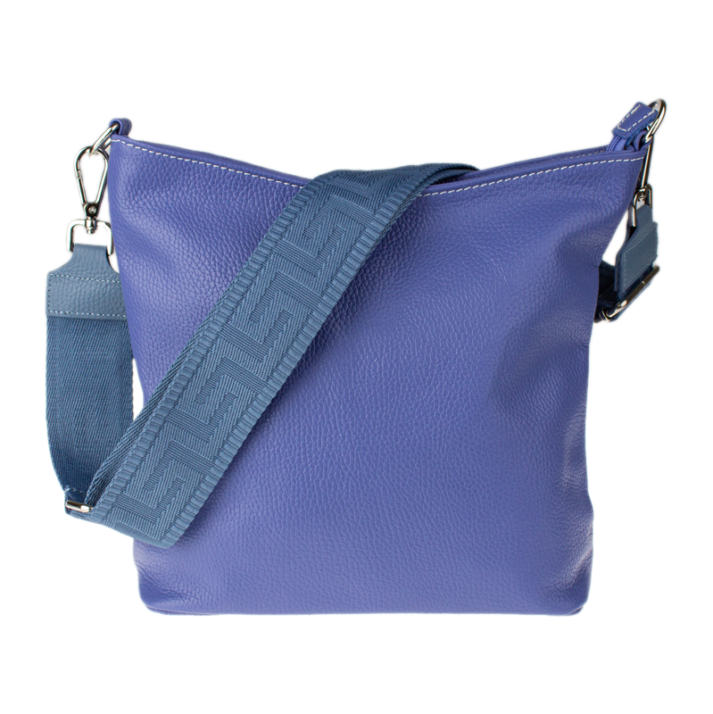 Modrá kožená italská crossbody kabelka Amalia Indigo I