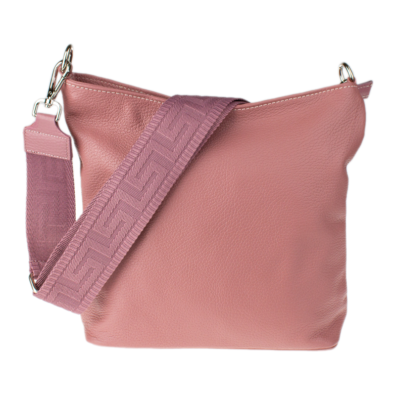 Růžová kožená italská crossbody kabelka Amalia Rosa Scura I