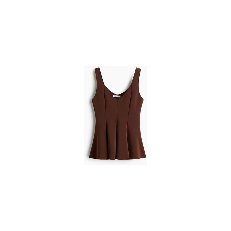 H&M - Top peplums interlockem - Tmavě Hnědá