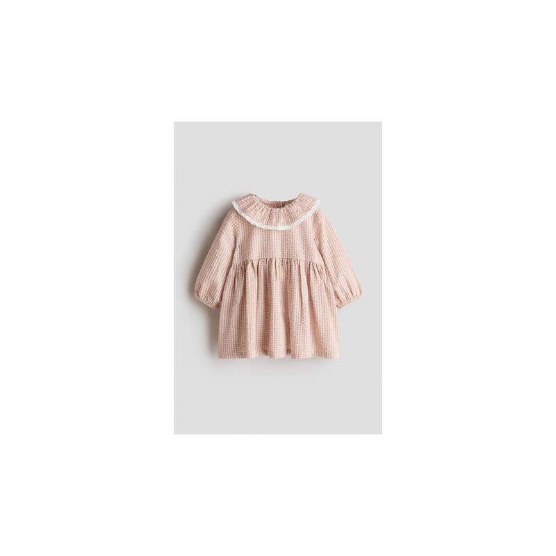 H&M - Bavlněné šaty - Světle Růžová/Béžová Kostka