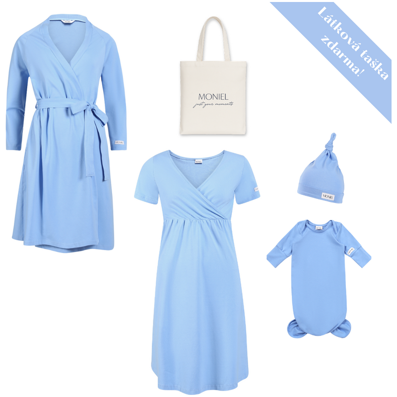 Moniel souprava do porodnice pro maminku a miminko Sky Blue
