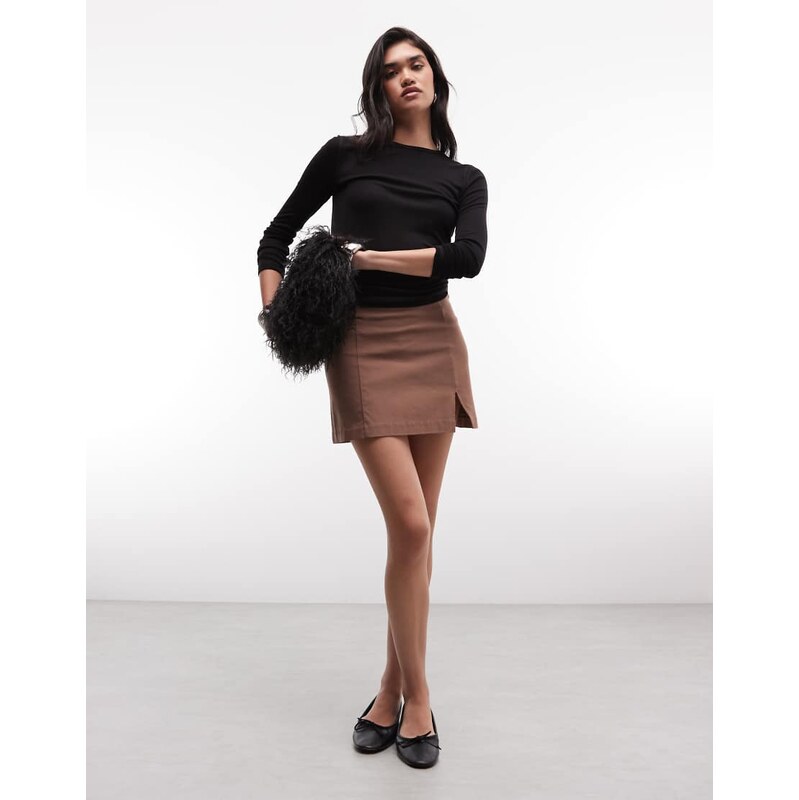 Monki bengaline mini skirt in brown