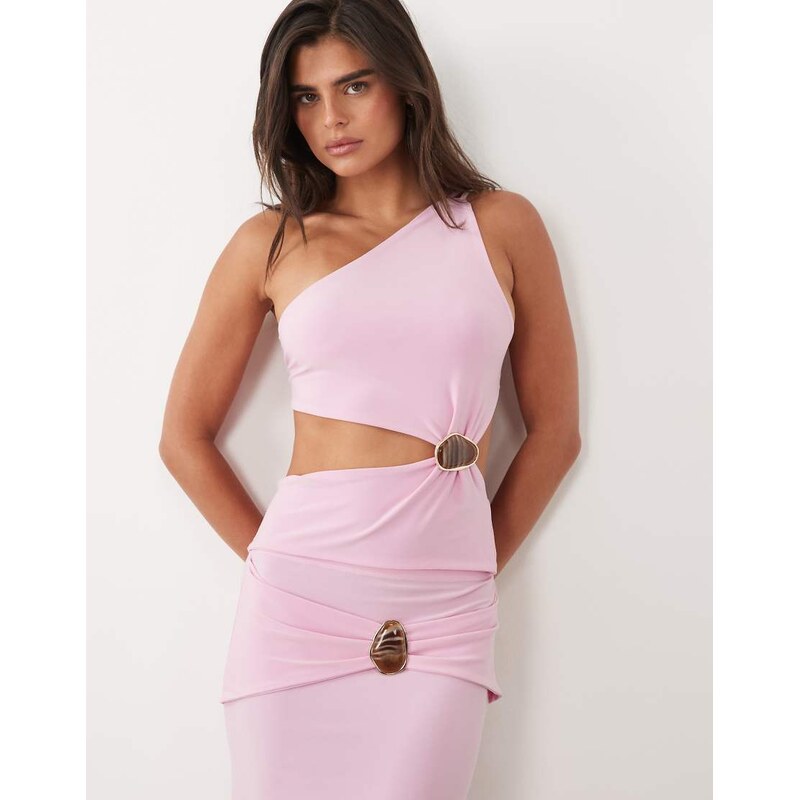 ASOS DESIGN co-ord one shoulder top with hardware cutout detail