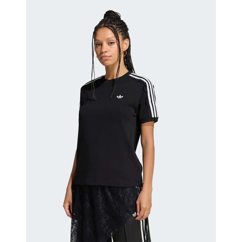 adidas Originals Lace 3 stripes tee in black