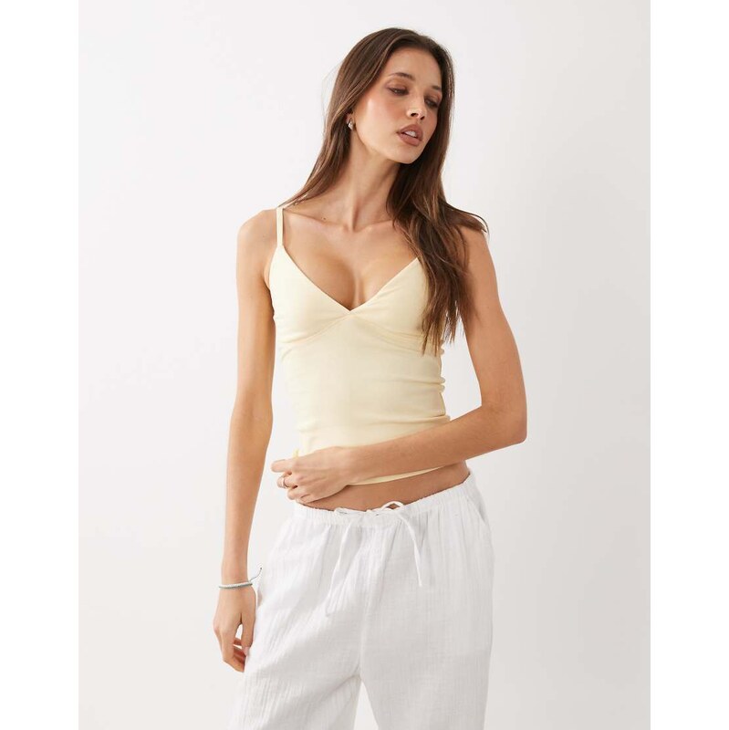Cotton On ribbed cami in vanilla glow-White