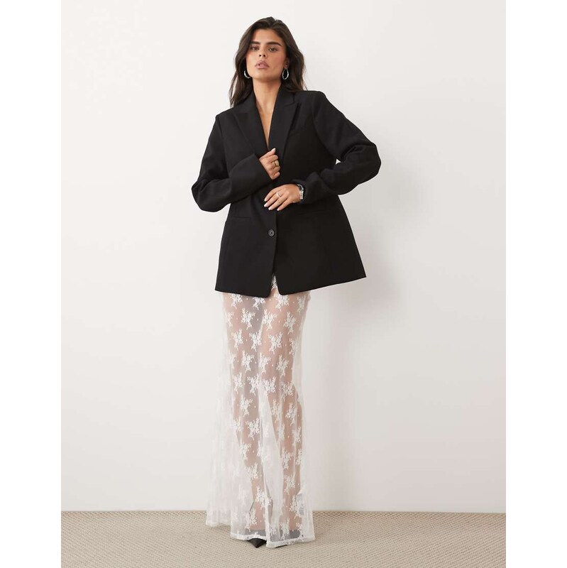 ASOS DESIGN sheer lace maxi skirt in white