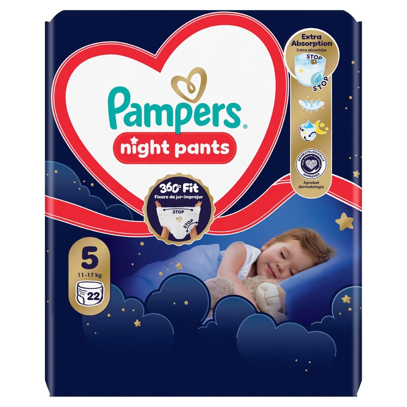 Pampers kalhotkové plenky Night Pants 5, 11-17kg, 22ks