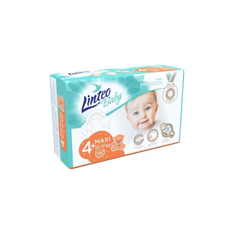 Linteo Baby Premium 4+ Maxi, 10-17-kg, 46ks