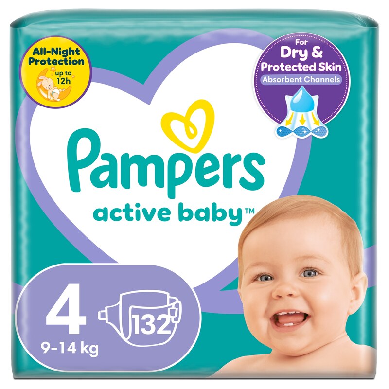Pampers active baby 4 maxi 9-14kg 132ks