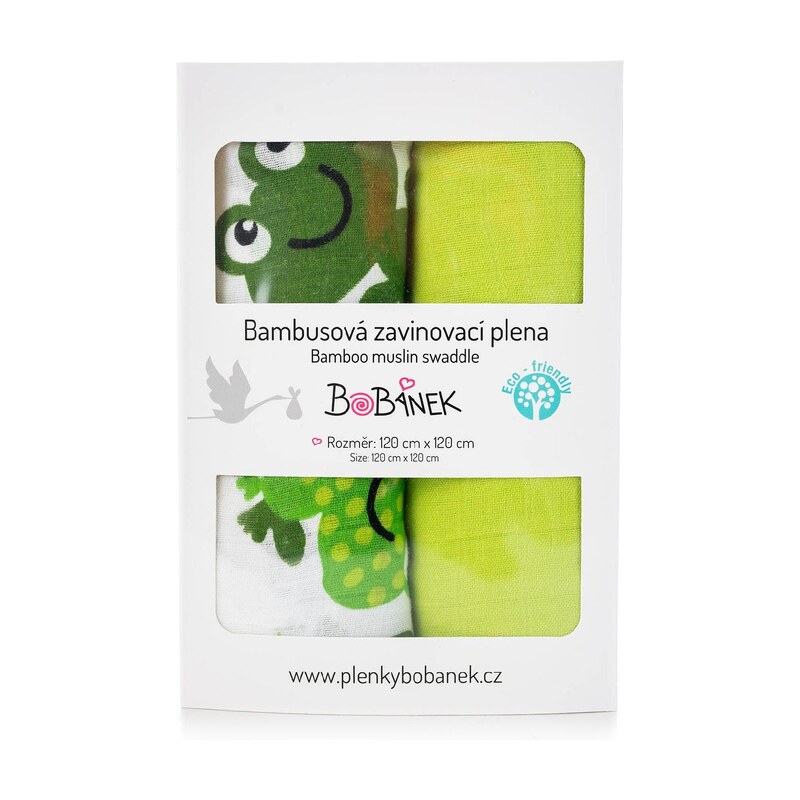 Bobánek Bambusové zavinovací pleny Duo Pack - Veselé žabky 120