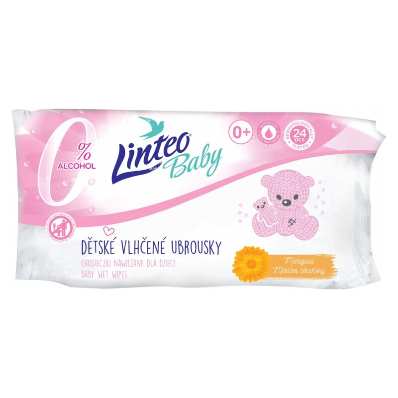 Linteo Baby Dětské vlhčené ubrousky s měsíčkem lékařským 24 ks