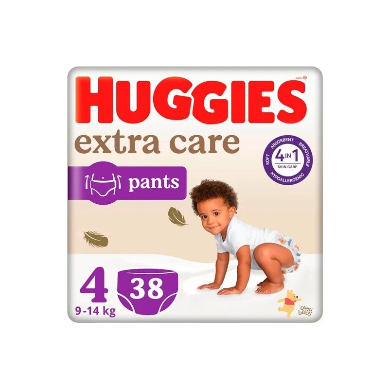 HUGGIES Extra Care Pants 4, 9-14 kg, 38 ks