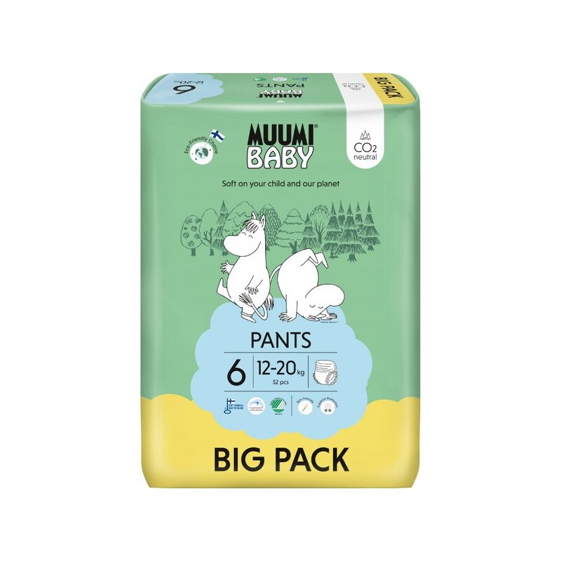 Muumi Baby Pants 6 Junior 12-20 kg (52 ks), kalhotkové eko pleny