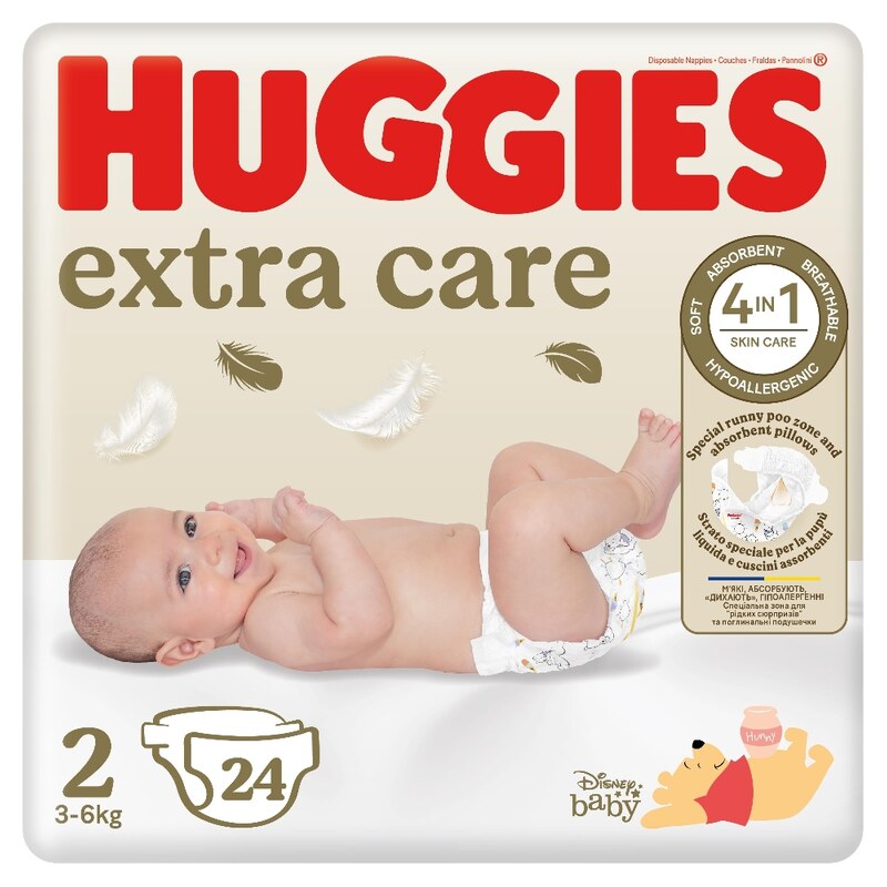 HUGGIES Extra Care 2, 3-6 kg, 24 ks