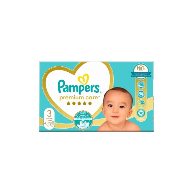 Pampers Premium care 3, 120ks, 6-10kg