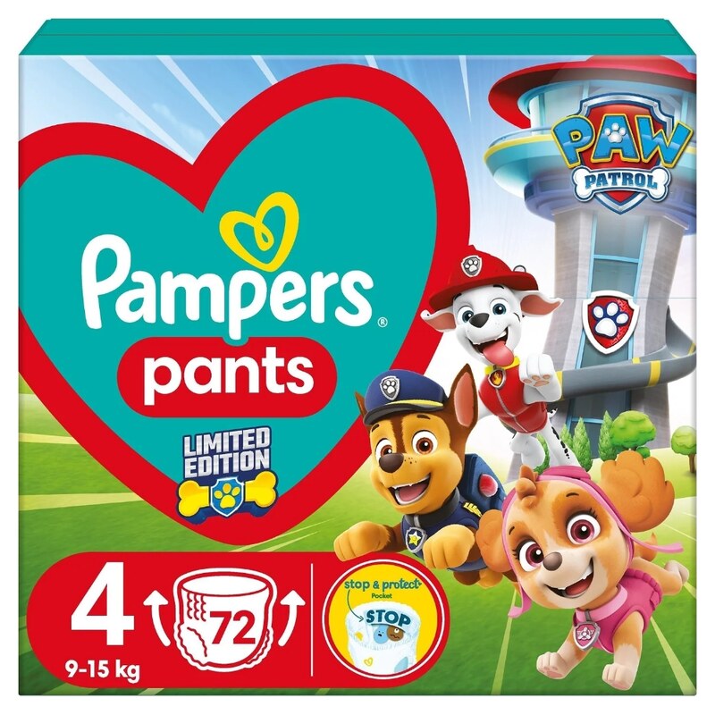 Pampers Pants kalhotkové plenky S4 72ks, 9-15kg Paw Patrol