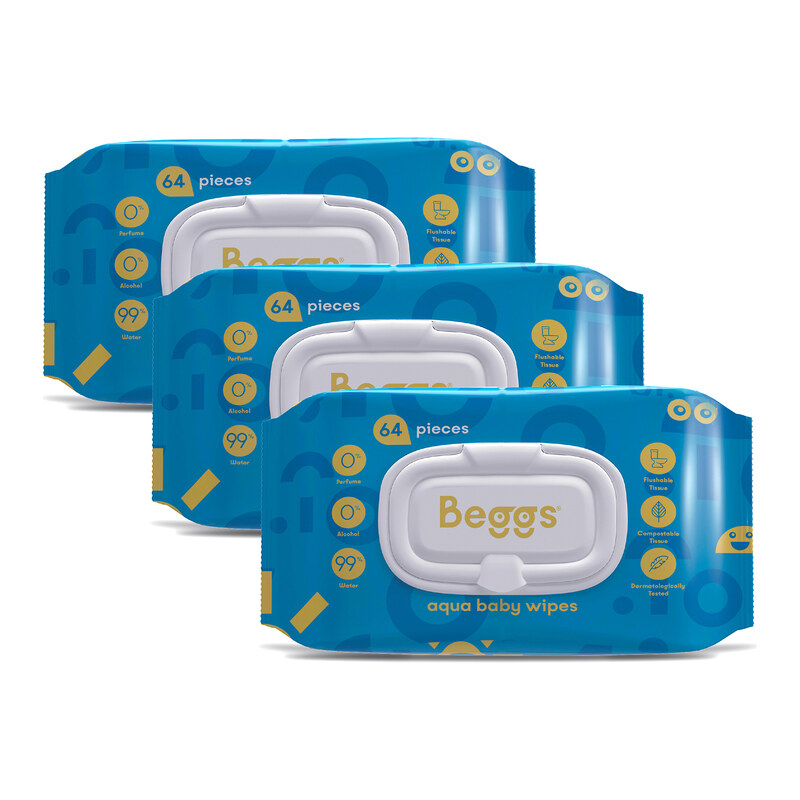 Beggs vlhčené splachovatelné ubrousky 3x64ks