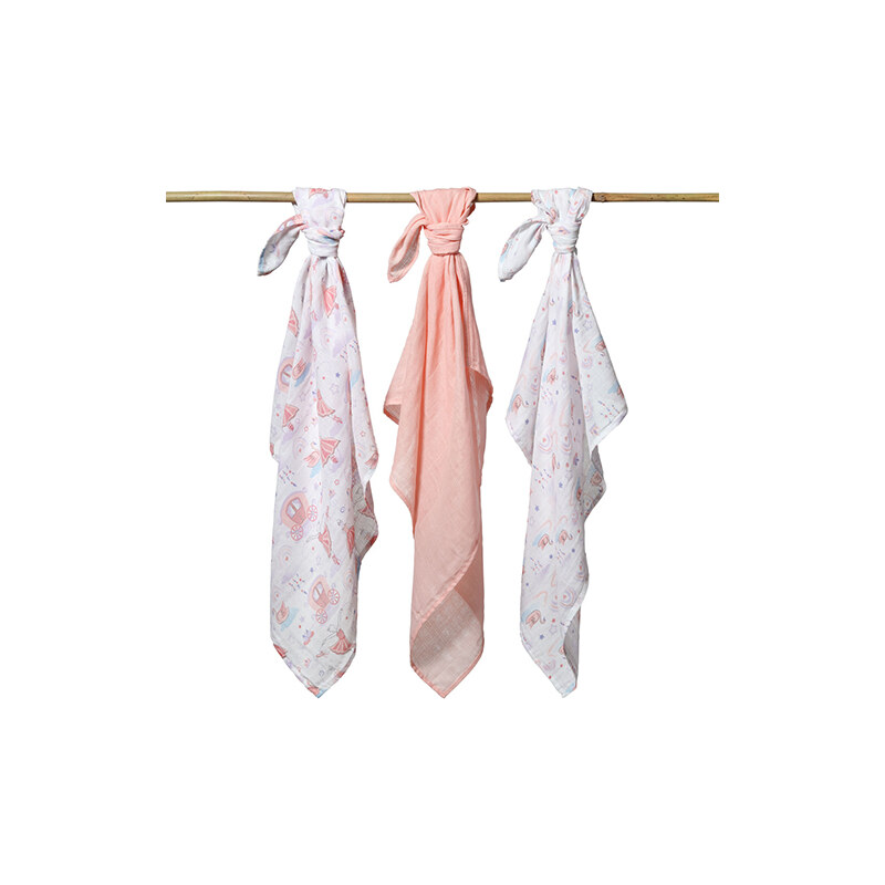 BabyOno Pleny mušelínové - Super soft 3ks - Princezna