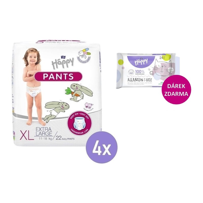 4x Bella Happy Pants 5 Junior (11-18 kg) 22ks + Bella Happy