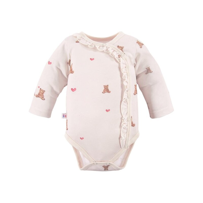 Eevi Body rozepínací s dlouhým rukávem Hearts&Bears ecru - 56