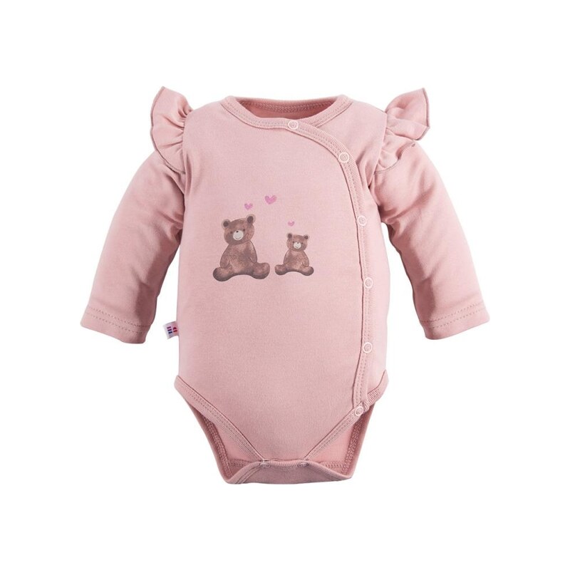 Eevi Body rozepínací s dlouhým rukávem Hearts&Bears růžové - 68