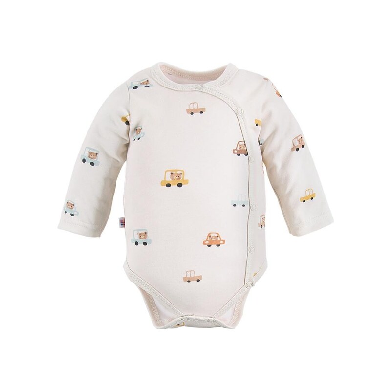 Eevi Body rozepínací s dlouhým rukávem Cars&Bears ecru - 68