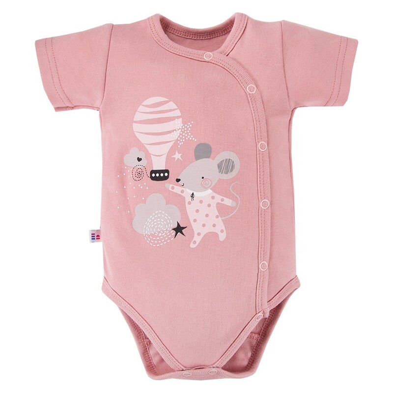 Eevi Body rozepínací s krátkým rukávem MELLOW růžové - 50