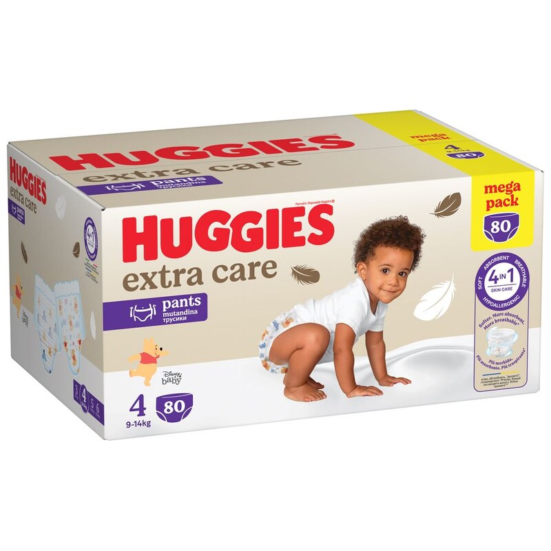 HUGGIES Extra Care Pants 4, 9-14 kg, 80 ks