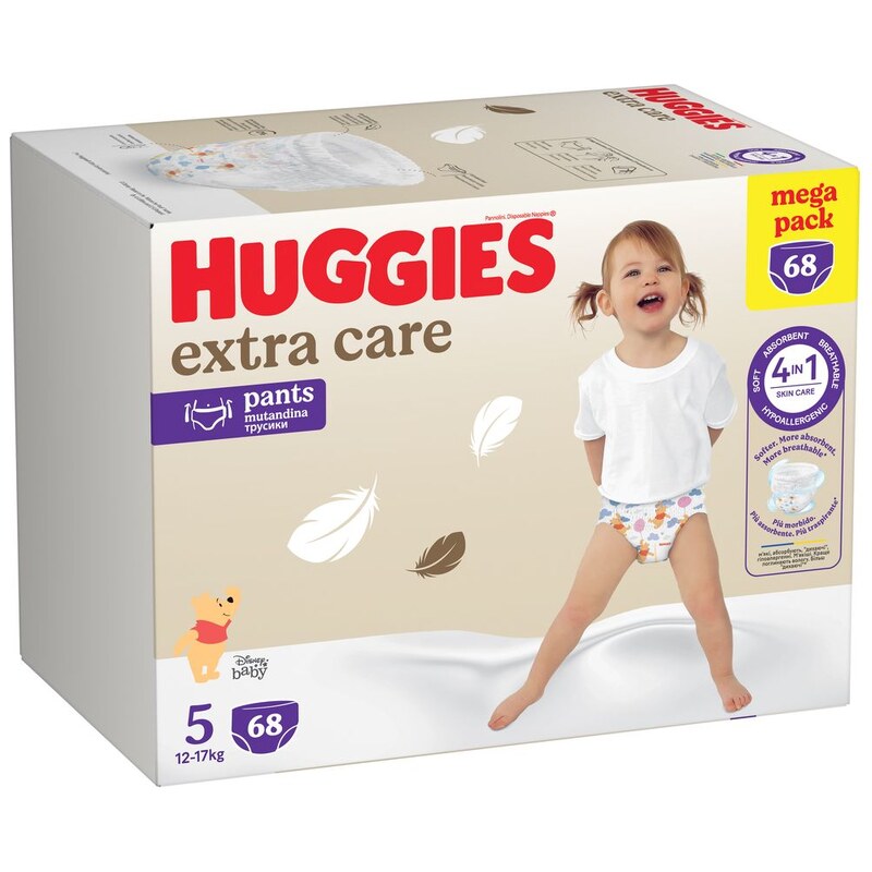 HUGGIES Extra Care Pants 5, 12-17 kg, 68 ks