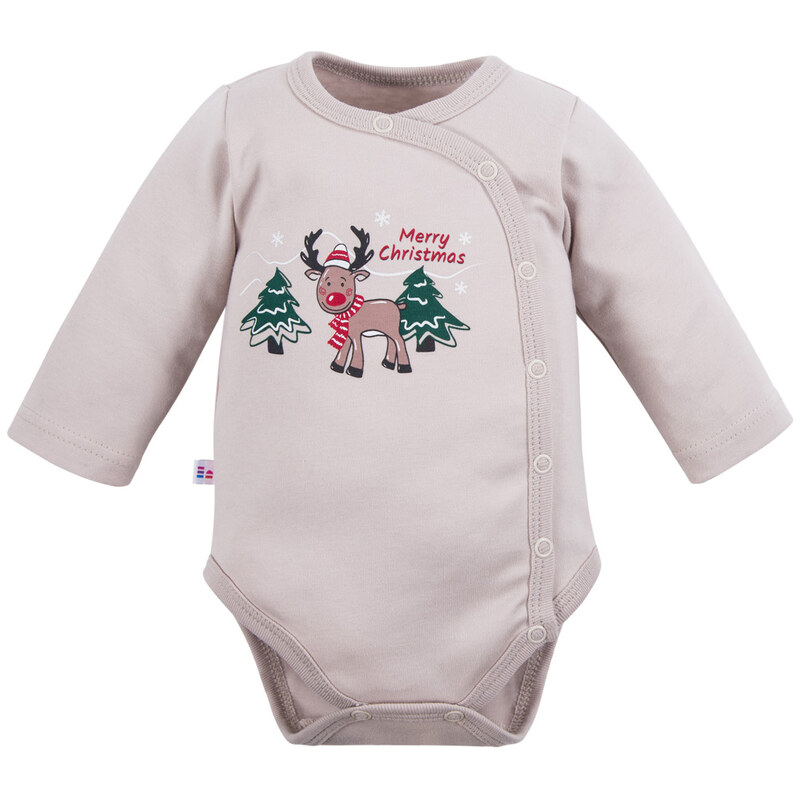 Eevi Body rozepínací s dlouhým rukávem HI REINDEER béžové - 56