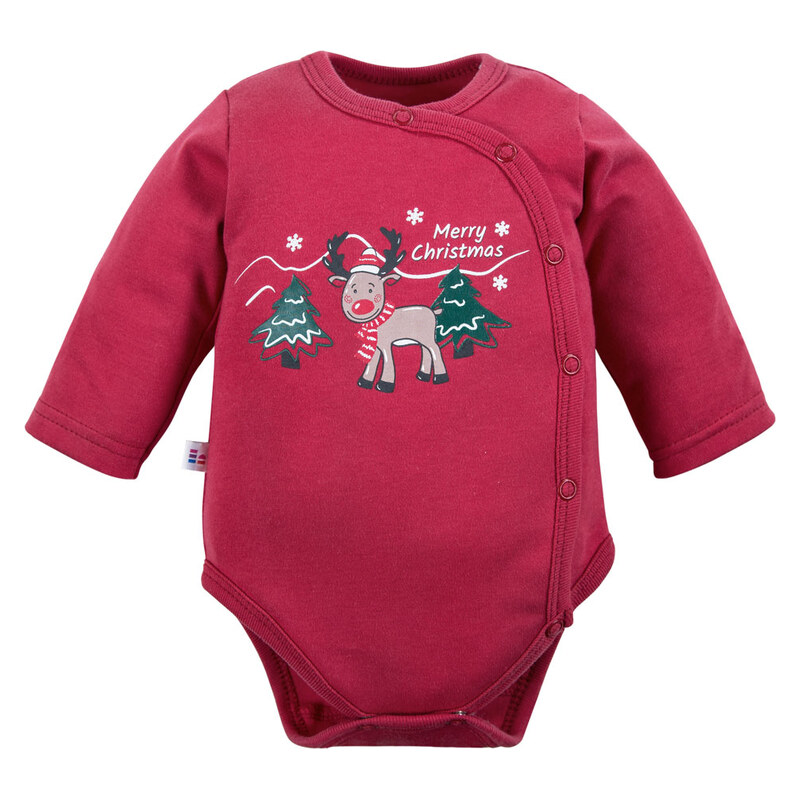 Eevi Body rozepínací s dlouhým rukávem HI REINDEER bordó - 56