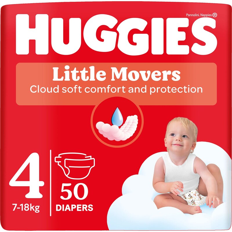 Huggies Little Movers 4, 7-18 kg, 50ks