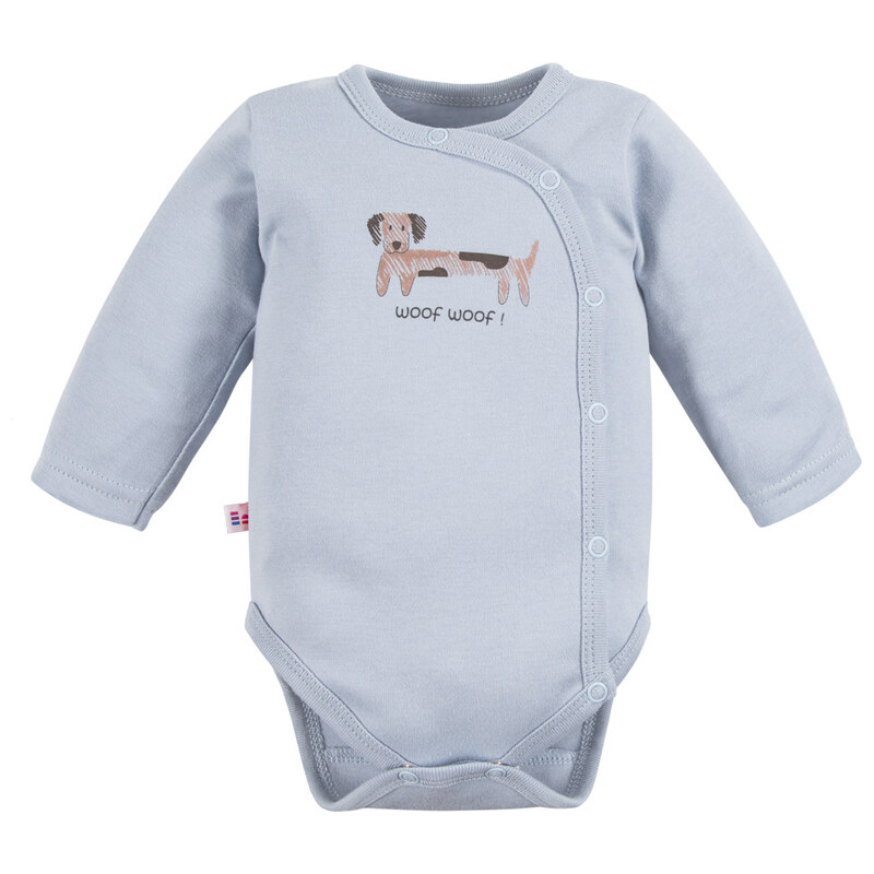 Eevi Body rozepínací s dlouhým rukávem Puppy Playtime modré - 56