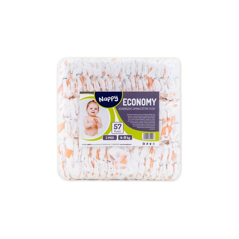 NAPPY Economy 3 Midi 4-9 kg, 57ks