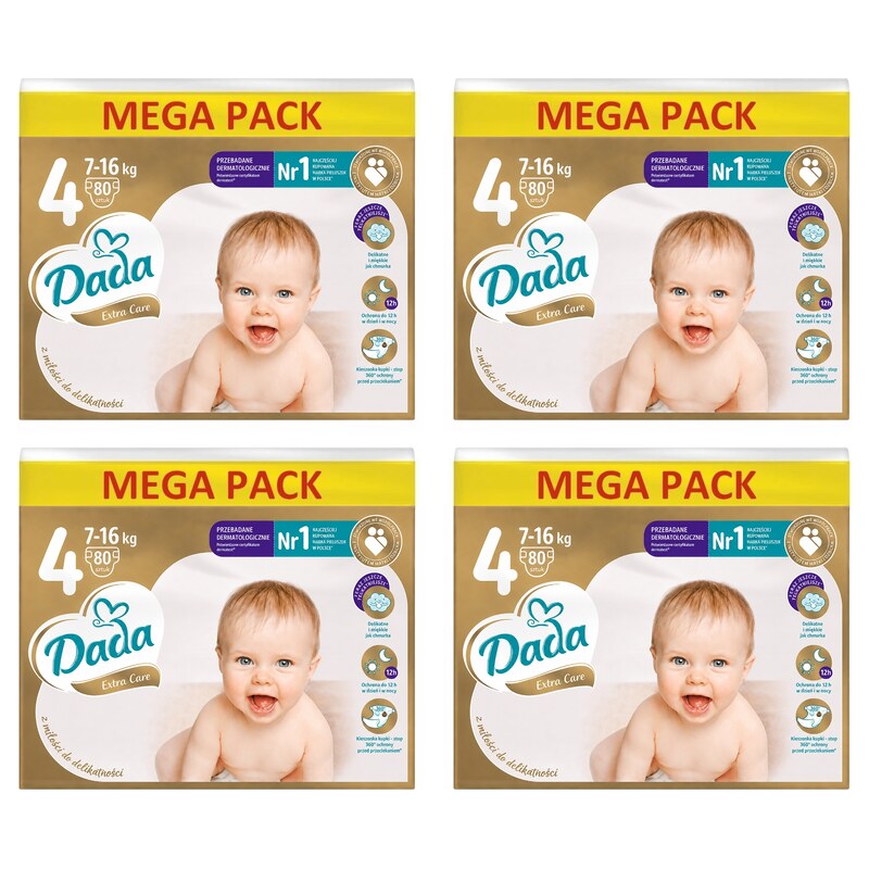 4x Dada MEGA PACK extra care vel.4, 7-16kg, 80ks