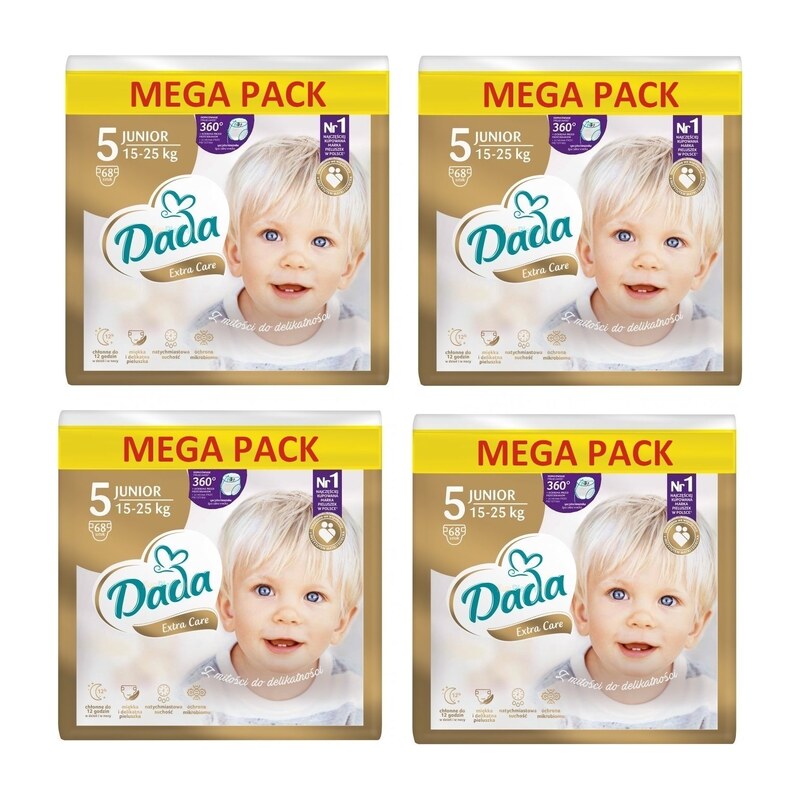 4x Dada MEGA PACK extra care vel.5, 15-25kg, 68ks